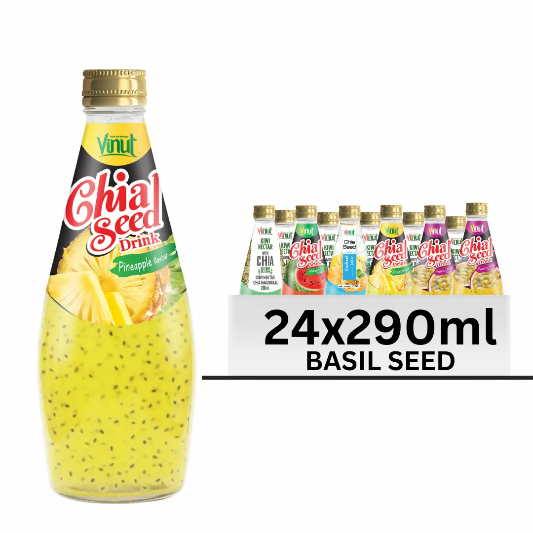 Free Sample & Private Label 290ml Cocktail Chia Seed Drink - VINUT Vietnam, Sugar-Free, OEM/ODM, Bulk Orders Available