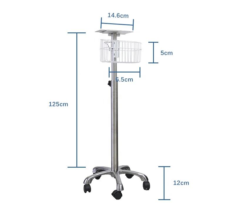 Medical supplies stainless steel rolling stand for patient monitor delivery quickly with bulk price
