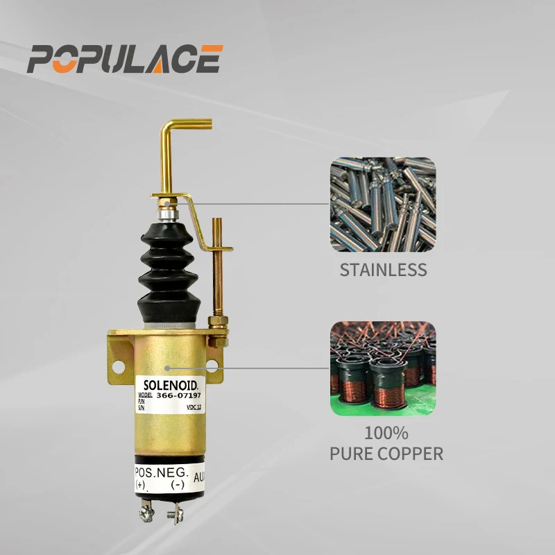 Generator Diesel Engine Stop Solenoid 36607197 12 Volt Solenoid Valve