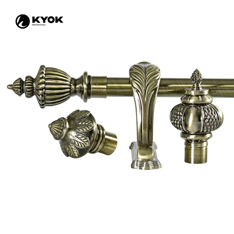 Старинные резная серия Kyok, двойные карнизы, аксессуары и кронштейны для штор