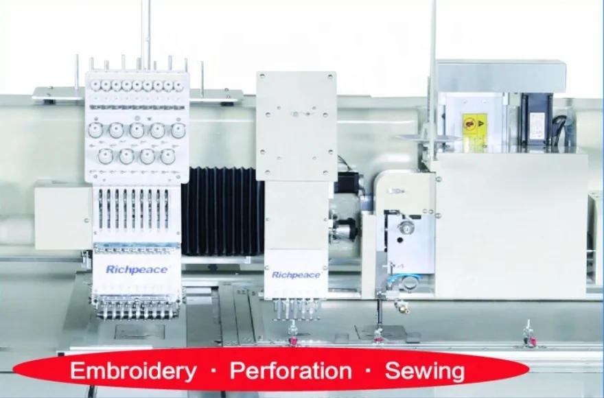 Richpeace Automatic Lifting Head Punching+Sewing+Embroidery Machine For Leather Interiors 3 Functions In 1