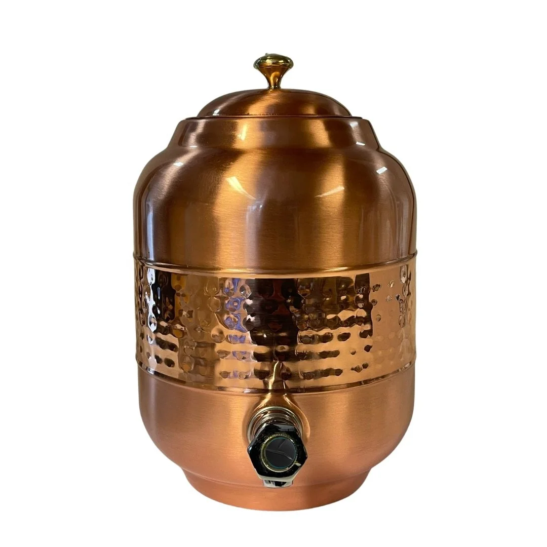 Copper Matka Matte Finish 5 8 10 litr Capacity Pure Copper Pot Water Dispenser Ayurveda Hammered Water Tank Cooler Contain agate