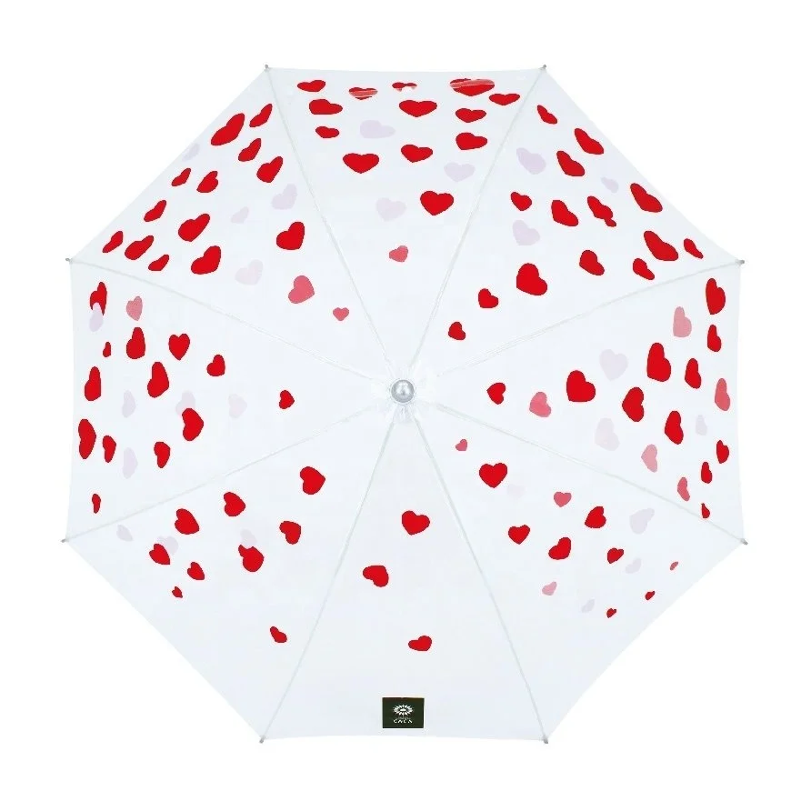 Детский зонт, прозрачный, полуавтоматический, прочный и долговечный, с милым рисунком сердца, 50 см