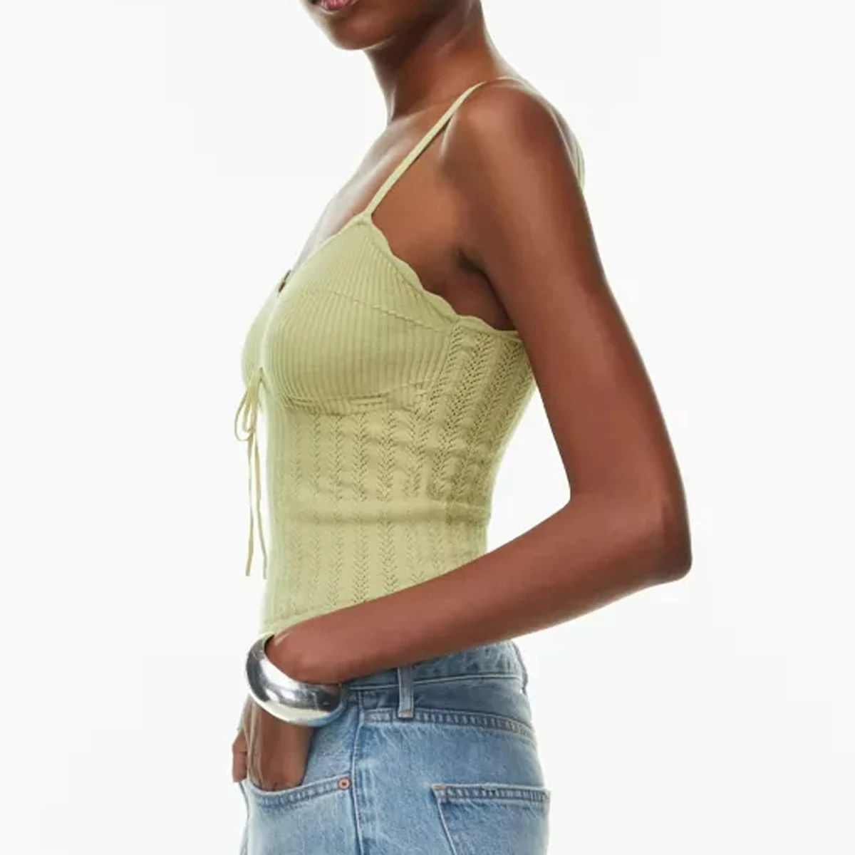 New Arriver Women Knitwear Female Knitted Off Shoulder Sleeveless Crop Tops Slip Strappy Custom Sexy Sweater Tank Tops