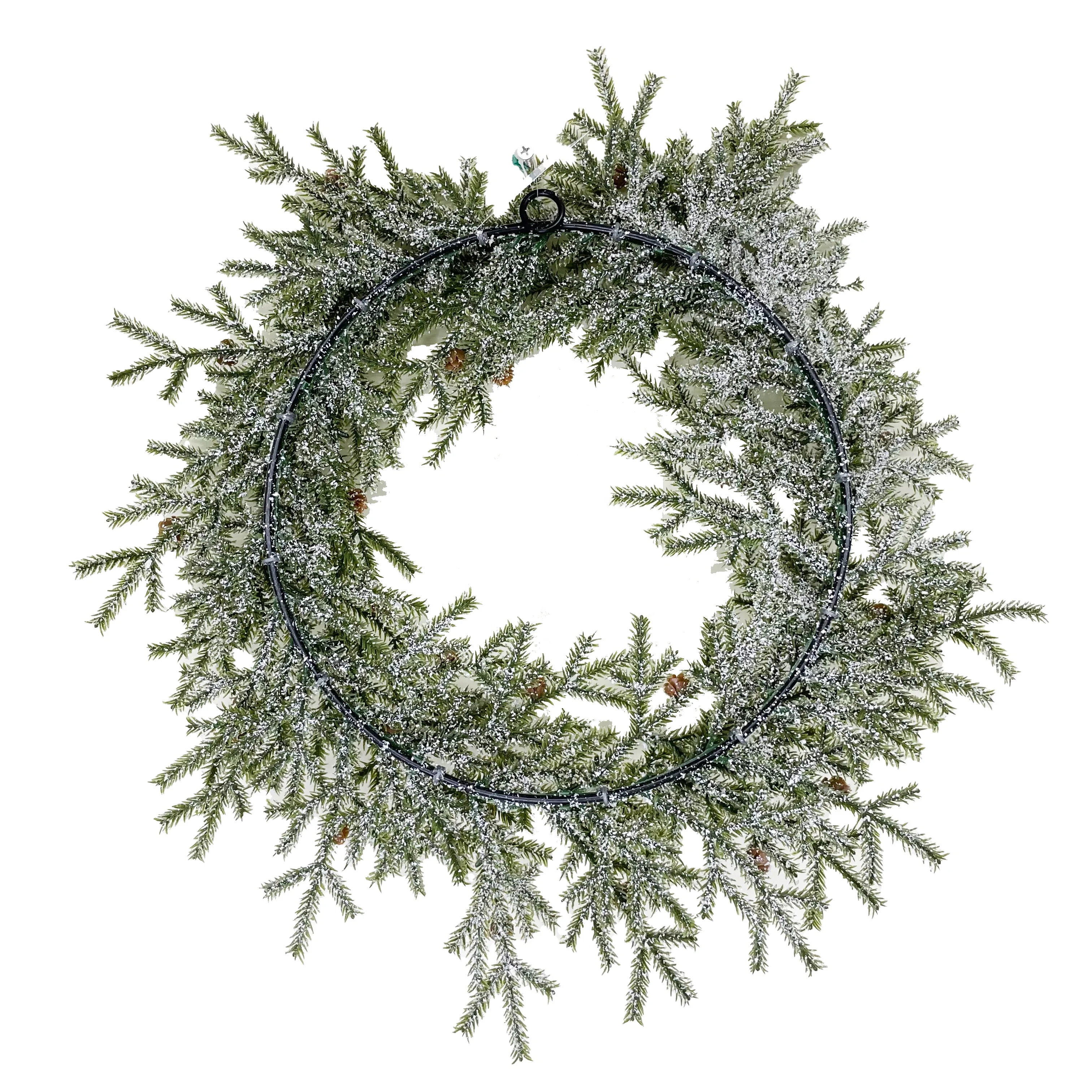 Customized Green Snow micro LED lights hanging artificial wreath craftsman Back to School Entryway Souvenir Stores