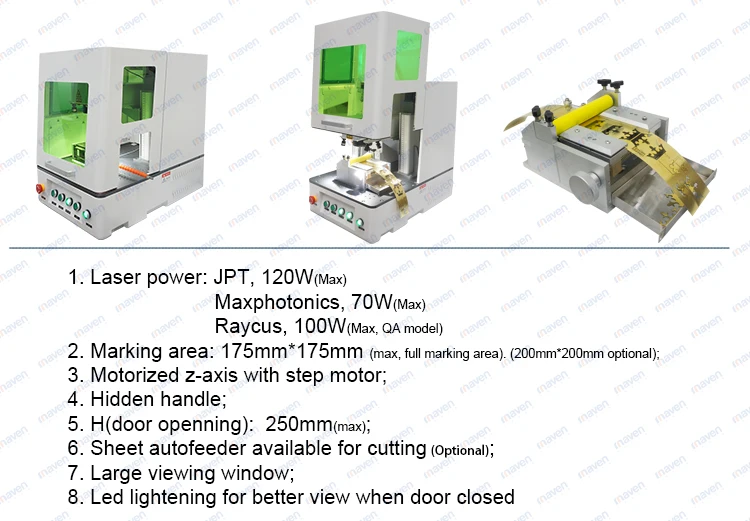 120W Maven deep engrave gold silver cutting machine with safety close cabinet with durable training system