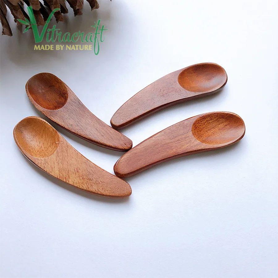 Handmade cosmetic wooden spoon Mini spoon Made from Vietnamese natural wood Face cream spoon Safe for your skin Size 6cm