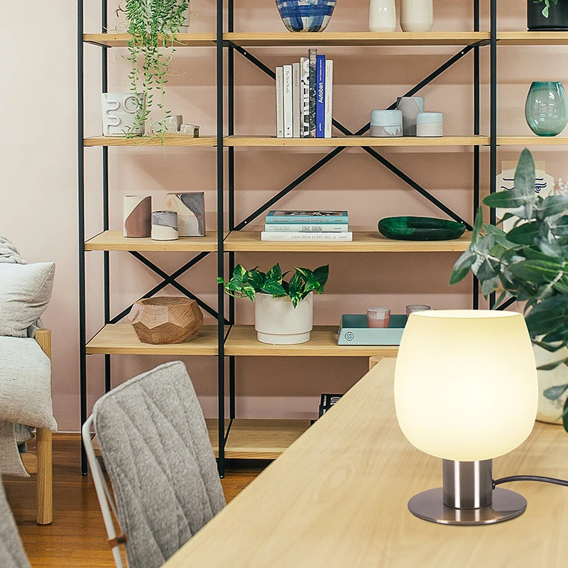 New product ideas 2024 elegant fashion small step less dimmer switch dining sitting glass bedside led light desk table lamp