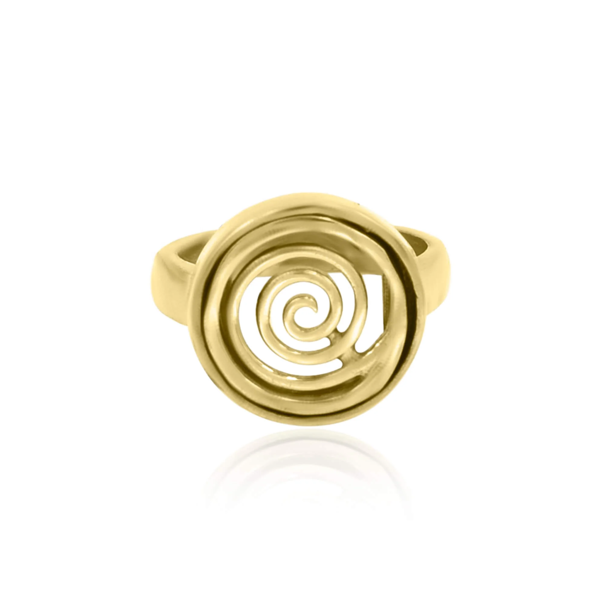Round spiral ring cute beautiful design handmade fashion jewelry solid brass metal gold plated waterproof ring for women gifts