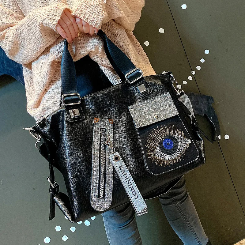 Fashion Shoulder Straps Crossbody Bag Grand Sac A Main Women Blue Evil Eye Hand Bags