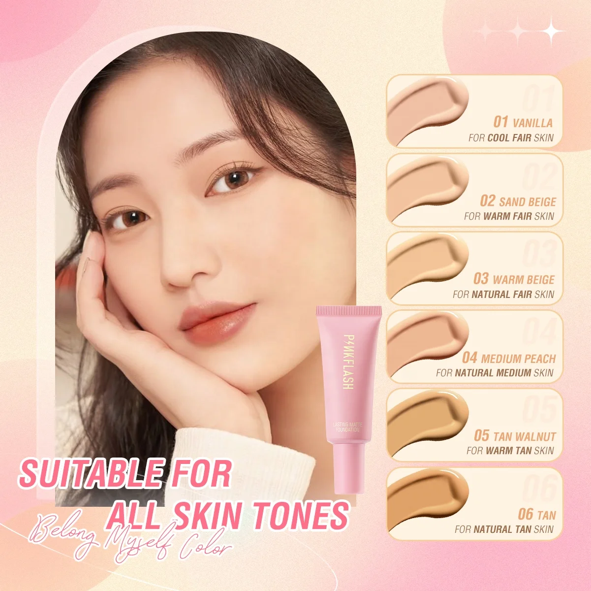 PINKFLASH F03 All day Matte full coverage waterproof liquid foundation 24h