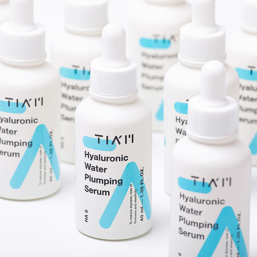 TIAM 40ml Korean Hyaluronic Face Serum Water Plumping with 6 Types of Hyaluronic Acid and Panthenol for Dry Skin