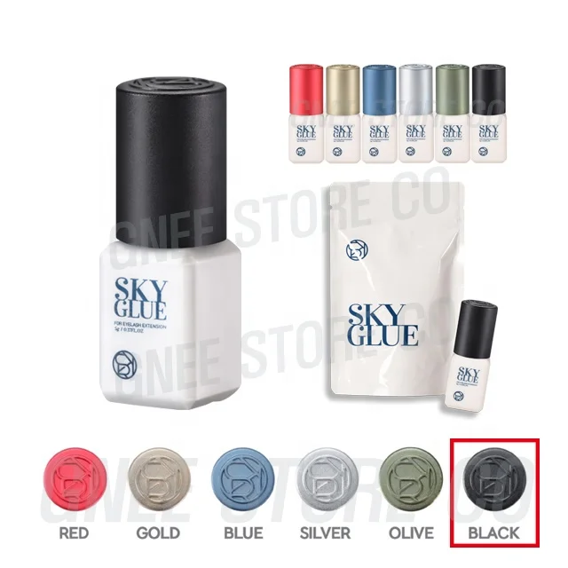 Sky Glue S+ 5ml for Eyelash Extensions Korea Original Sky Glue Black Cap Fast Dry Long Lasting Lash Glue Adhesive Private Label