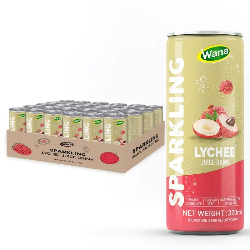 Wholesaler OEM Sparkling Lychee Juice Drink 320ml Alu Can from Vietnam Beverage Manufacturer Fruit & Vegetable Juice