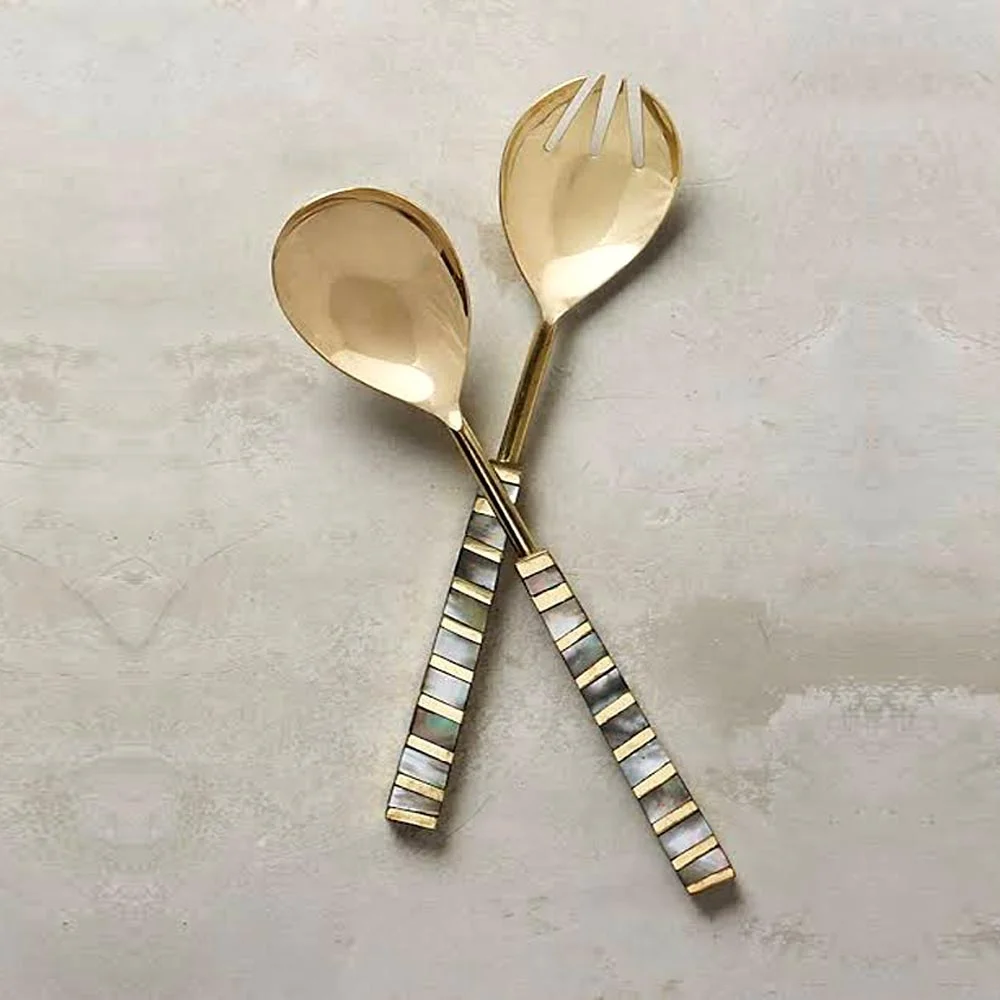 Unique Stylish Handmade Red And White Handle Dessert Spoon And Fork Set Wedding Gift Flatware Set Silver Matte Stainless Steel