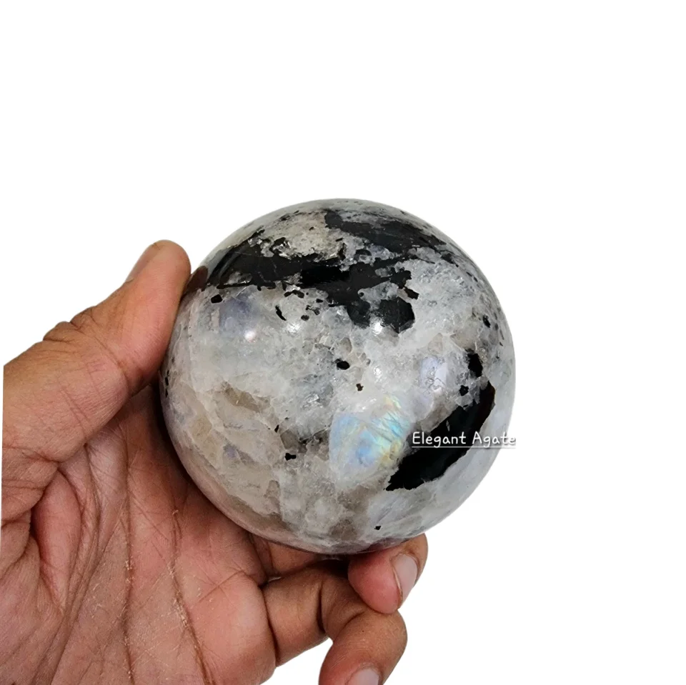 FLASHY RAINBOW MOONSTONE SPHERE TOP POLISHED CRYSTAL WHITE MOONSTONE BALL HEALING MEDITATION BALL FENG SHUI FROM ELEGANT AGATE