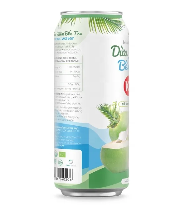 K2 Coconut Water Can 500 ml, Natural coconut water, made in Vietnam, best selling product
