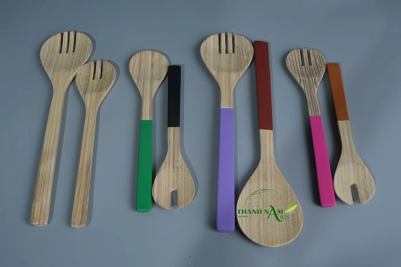 Promotion Item Small Wooden Bamboo Spoon Flatware Set Stainless Dinnerware for Restaurants and Hotels for Giveaways