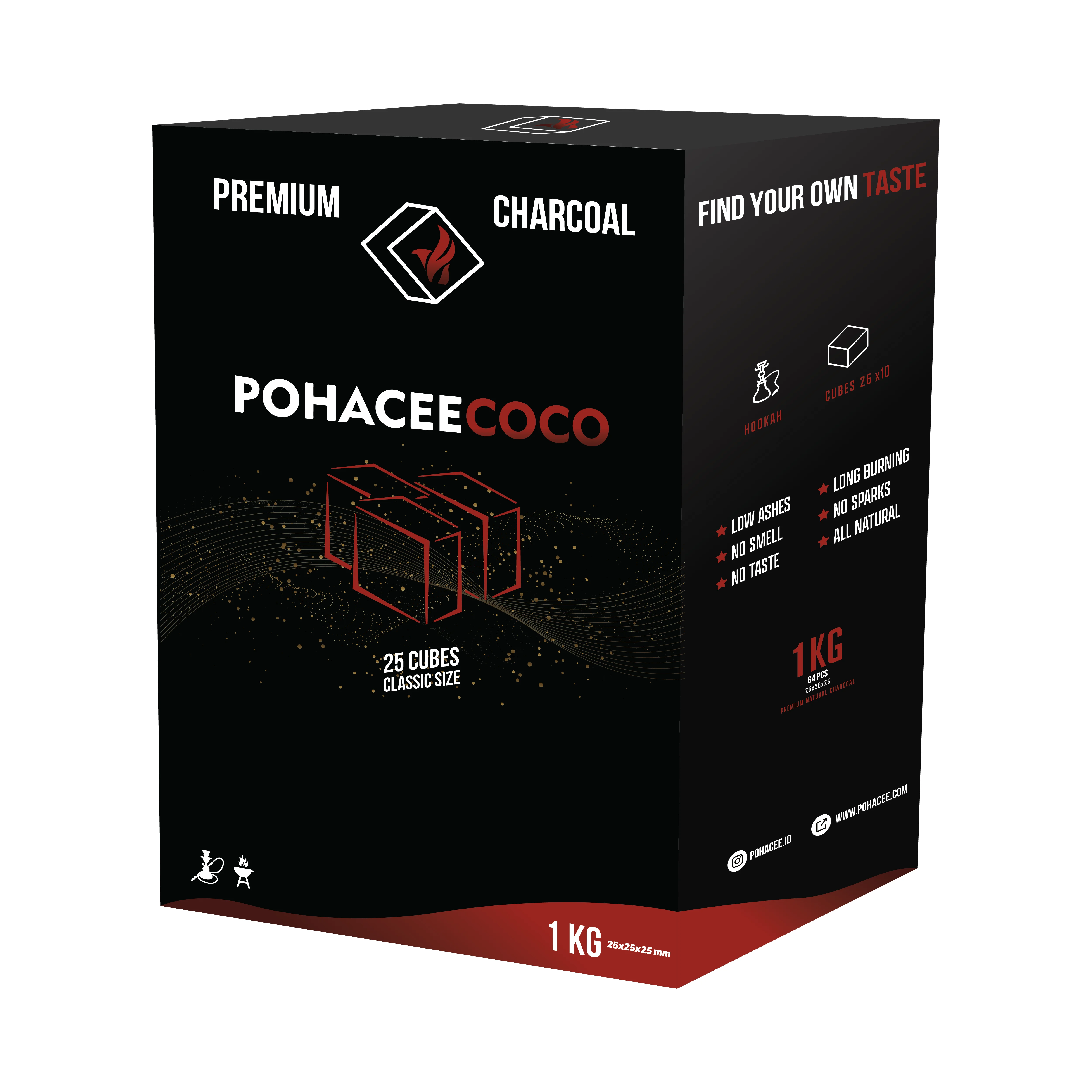 TOP Brand Hookah charcoal supplier Made with 100% natural coconut charcoal low ash shisha charcoal Indonesia