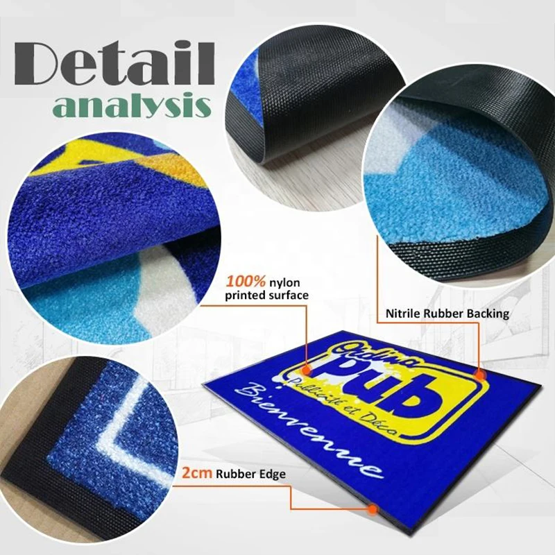 Custom commercial logo nylon rubber floor mat Entry Brand Door Mats Non Slip advertising mats