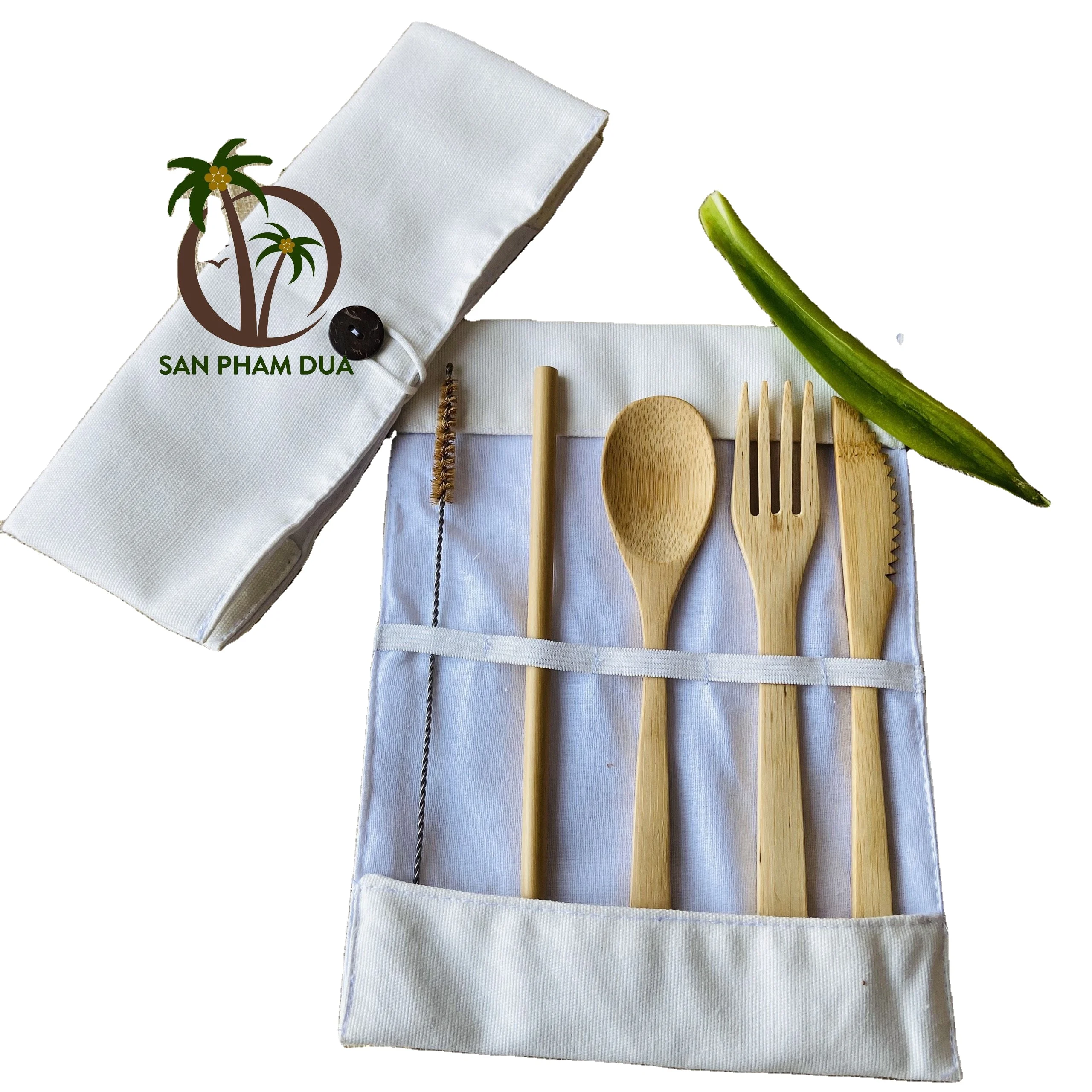 Eco friendly bamboo cutlery set travel bamboo disposable cutlery set/bamboo cutlery travel set bamboo cup/Coconut cutlery set