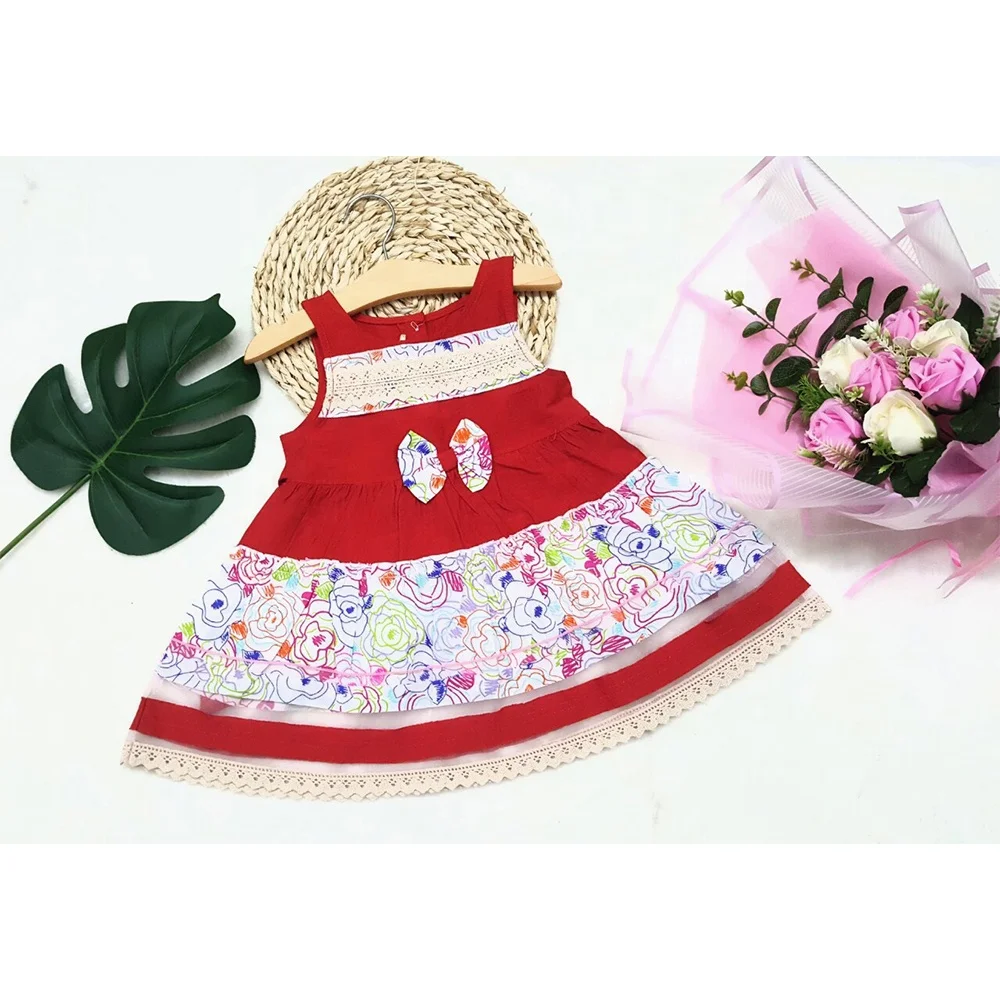 Wholesale High Quality Sleeveless Dress 100% Cotton Summer Girls Dress From Vietnam