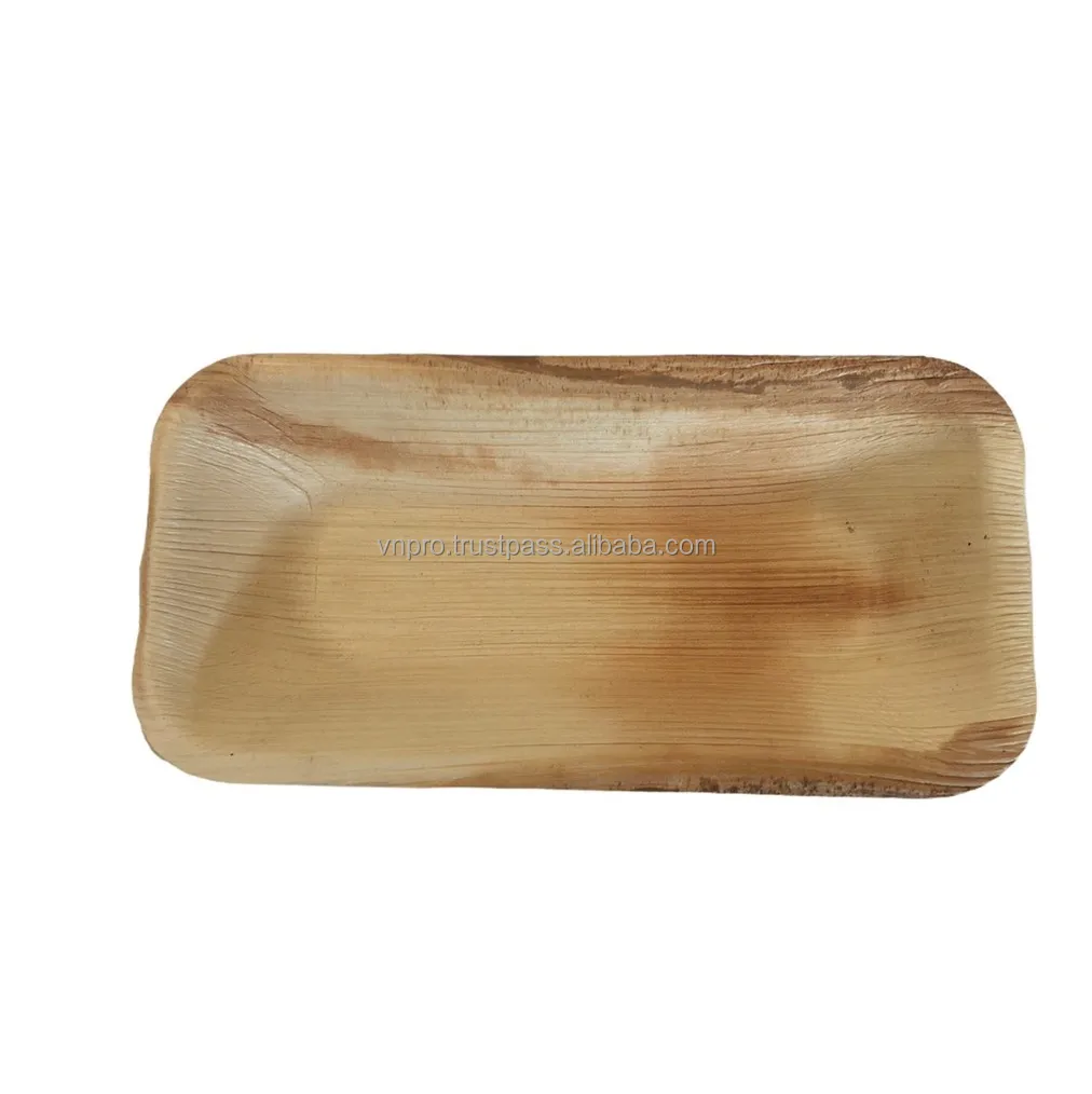 Bent Serving Tray Bamboo Areca Palm Leaf Plates Disposable Areca Leaf Plates Vietnam Compartment Tray