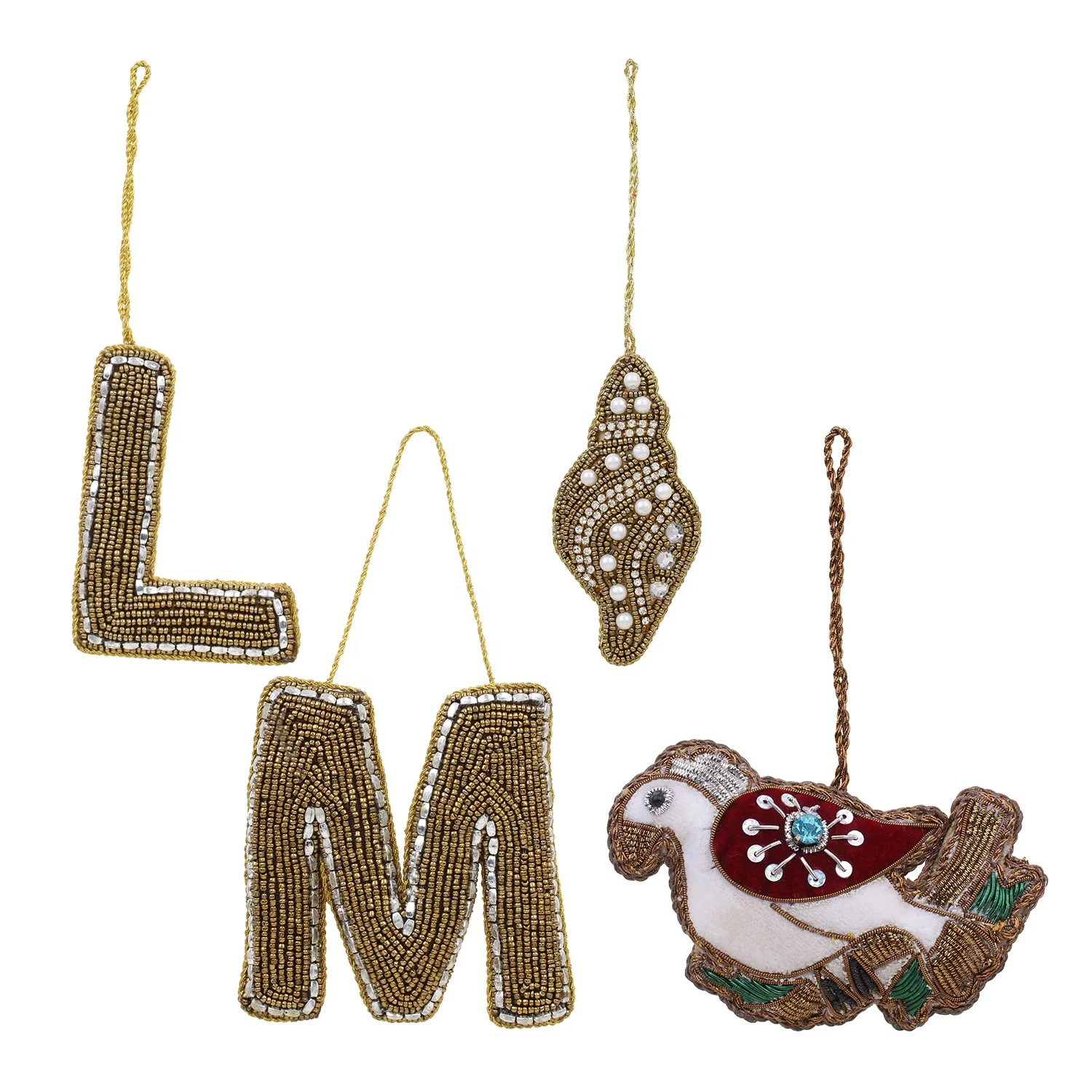 Handmade Christmas Decorations Ornament Customizable Velvet Satin Santa Socks Embroidered Beaded Giraffe Elephant Tree