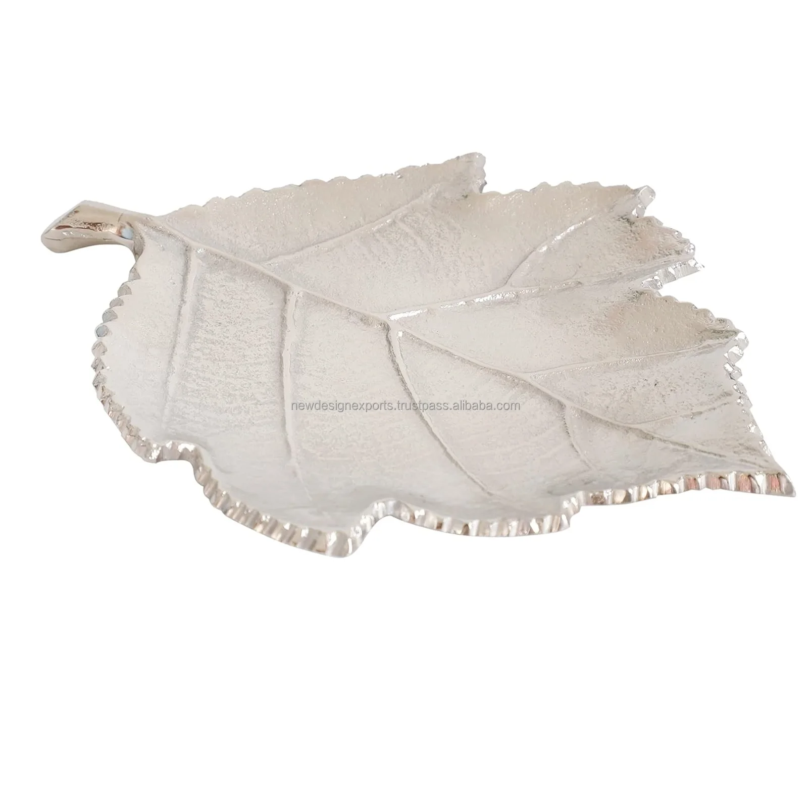 Aluminium Leaf Tray Decorative Kitchen Fall Decor Plates Party Bowl Platters Gift for Halloween Decorations Silver Color