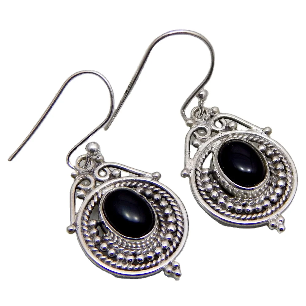 Natural Black Onyx Gemstone 925 Sterling Silver Earring Fashion Jewelry Gift For Her Manufacturers Suppliers