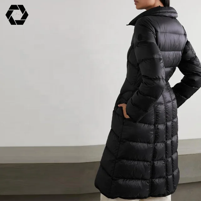 Черное Стеганое пальто-пуховик высокого качества ветрозащитные теплые классические женские пальто для дам (принимается оплата по PayPal)