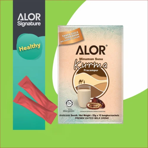 ALOR [Halal] Premix Dates Milk 25g x 15 sachets Ready Stocks with Natural Sugars for Energy Rich in Antioxidants High Vitamins