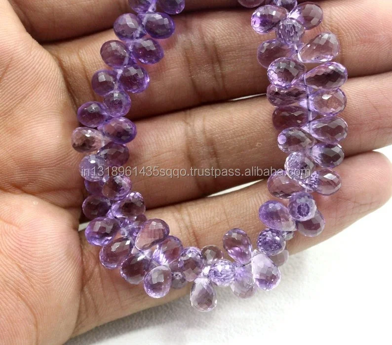 50 Piece Natural Pink Amethyst Gemstone Faceted Teardrop Shape Tiny Briolette Beads for Handmade Jewelry Making