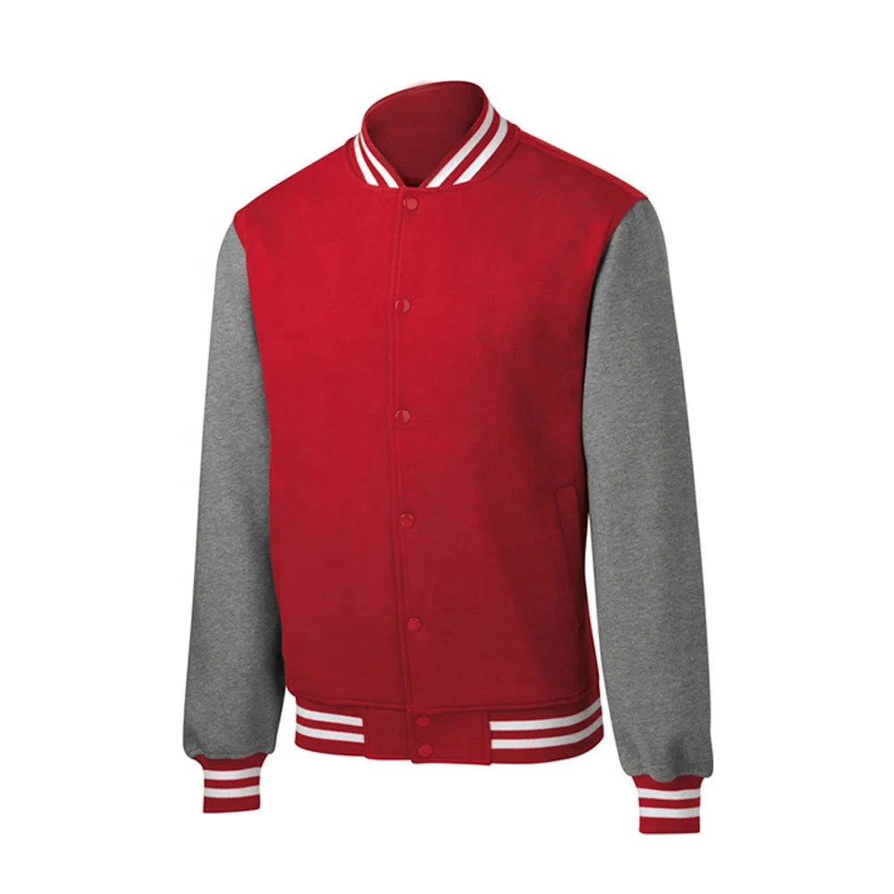 Custom embroidered different color leather sleeve jacket for men Winter shaker down embroidered flocking padded cotton-padded