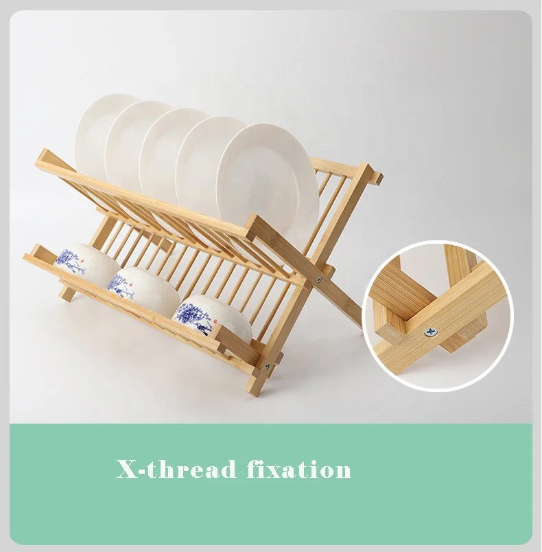 Factory Supply Bamboo Multi-functional Wooden Dish Drying Rack for Kitchen