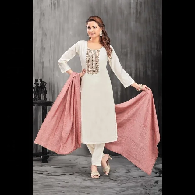 Hand embroidered simple Classic and Elegant Indian and Pakistani style Suit for Women