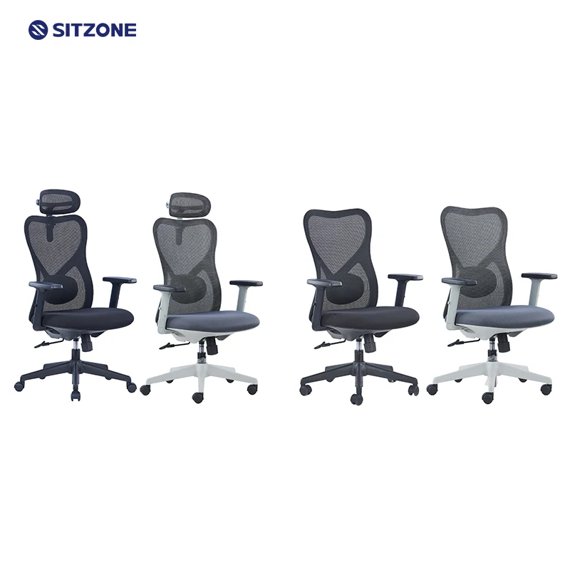 Sitzone Ergonomic Office Chair Adjustable Mesh Chair 2D Lumbar Support Work Executive Office Furniture Staff Chair