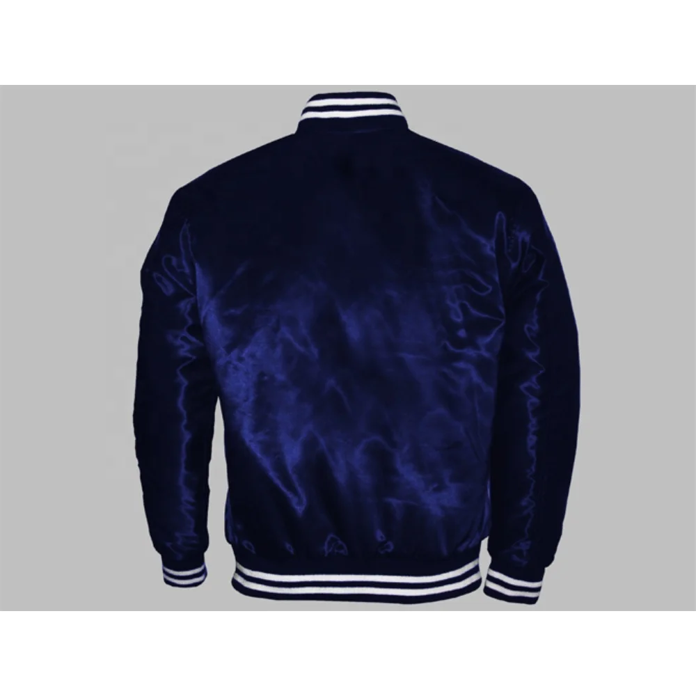 High Quality fabric of varsity jacket Wholesale body and arm Satan custom rib button up close and pockets inside liner coating