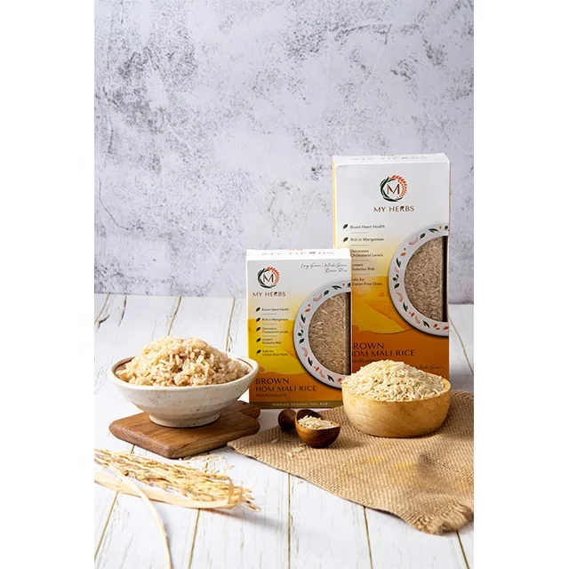 Thai Brown Jasmine Rice Brown Hom Mali Rice  2lbs Nutrients Fiber Vitamins Minerals long Grain Fresh Oganic Ready to ship