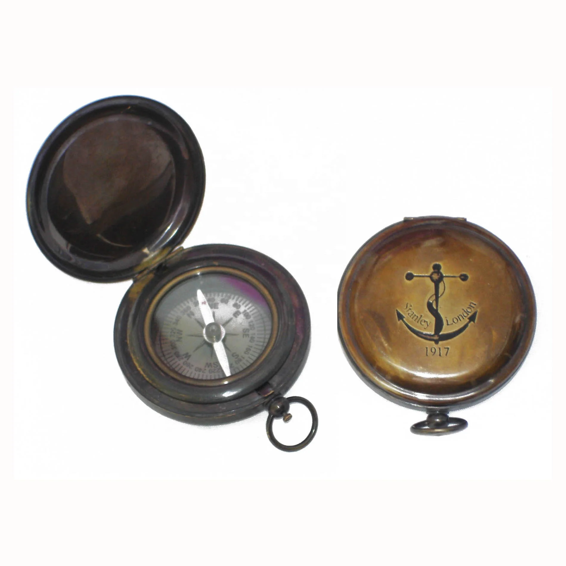 Top Selling royal design Brass Antique Sundial Compass Nautical camping premium compass and push button compass