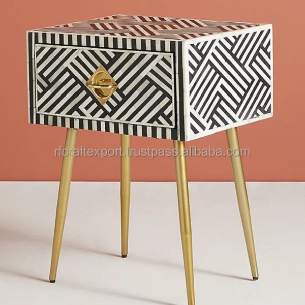 High Quality Bone Inlay Bedside Table Night Stand End Table for Home Living Room
