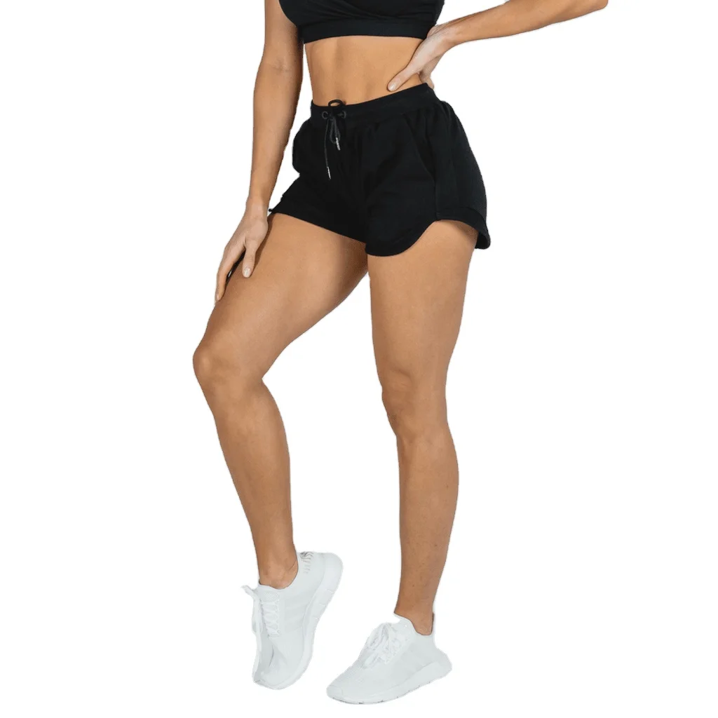 Лидер продаж лета 2021, женские шорты черного цвета из чистого хлопка/полиэстера.