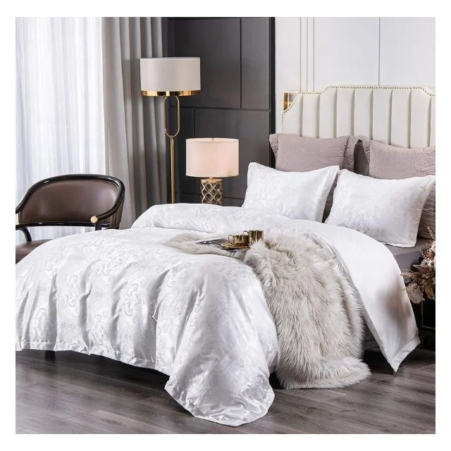 Indian Wholesale Customizable Bedding 1000tc Egyptian Cotton Soft Embroidered Flat & Fitted Sheet Pillowcases Embroidery Bed Set