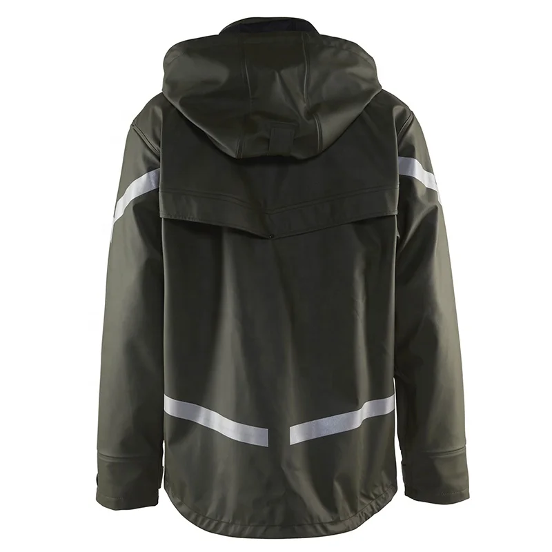 EN 343 Waterproof PU Coated Rain Jacket Welded Seams Protective Clothing