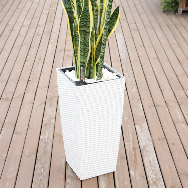 Hot Sale High Quality Modern Rattan Plastic Flower Pot Self-Watering Planter Decoration for Garden Balcony Home Outdoor Indoor