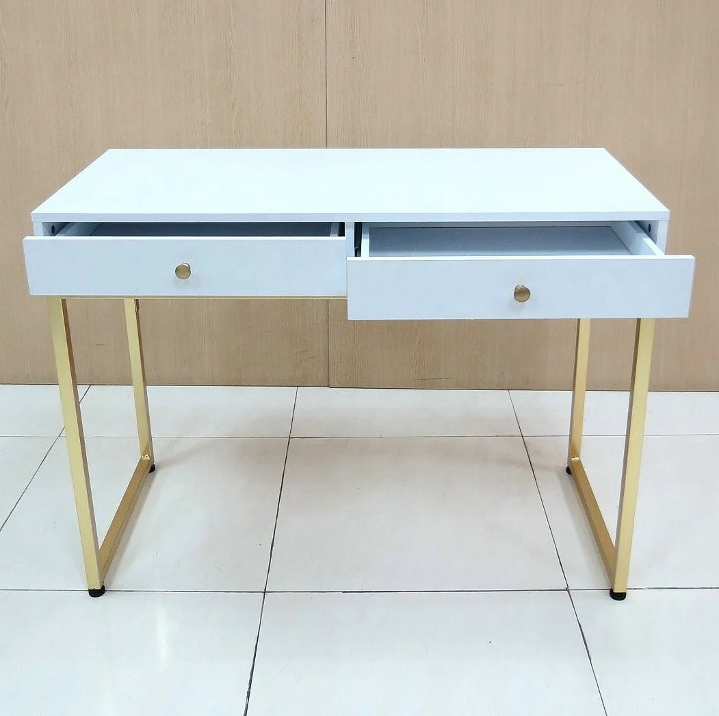 Home Top Simple Study computer desk with drawers modern computer desk with 2 drawers