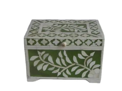 high quality wholesale fancy handmade  vintage  mother of pearl bone inlay box decorative jewellery box for exports