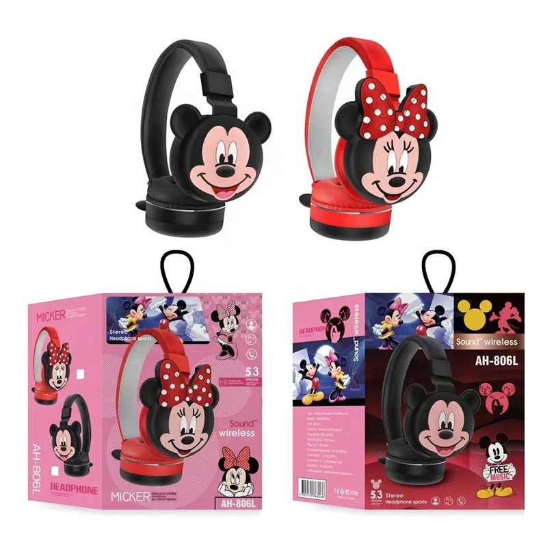 Shuoyin 2023 AH806L minnie mickey mouse wireless headset mario bro bros kids headphone cute cartoon BT headphones for Kids Girls