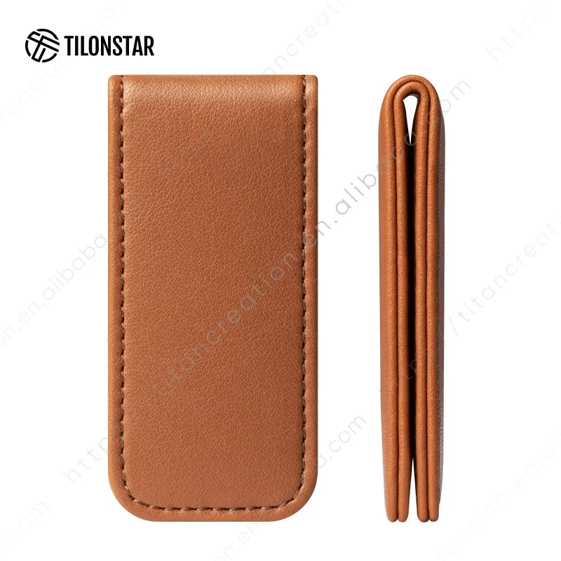 Hot Selling High Quality Vintage Magnetic Leather Money Clip