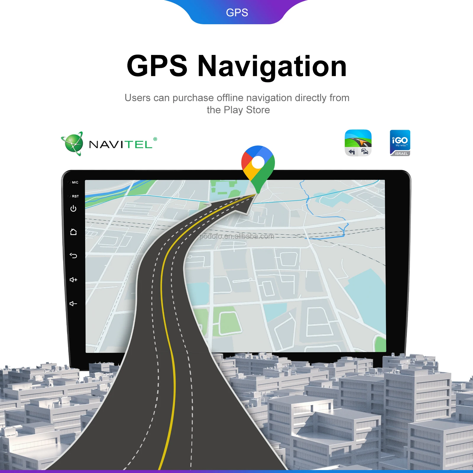 Автомагнитола Podofo Android 4 + 64G 9 дюймов беспроводная автомагнитола 2009-2016/ Ford Focus 2005-2008